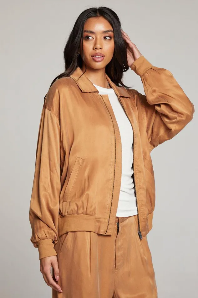 Womens Chaser Brand Tops Johnny Toffee Zip Up Jacket