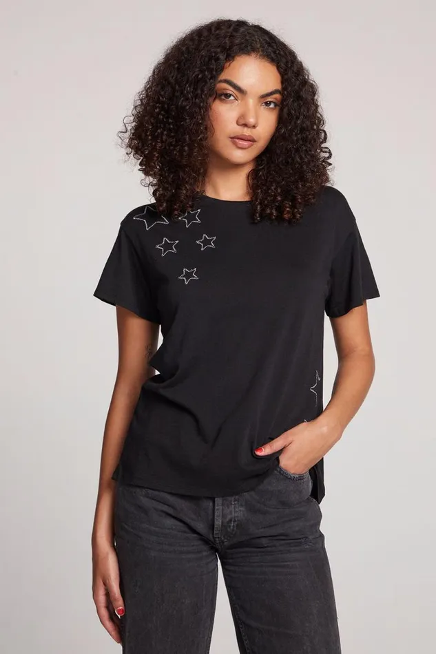 Womens Chaser Brand Tops Lace Stars Tee