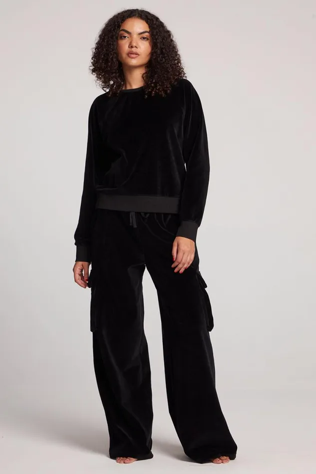 Womens Chaser Brand Tops Licorice Pullover Raglan