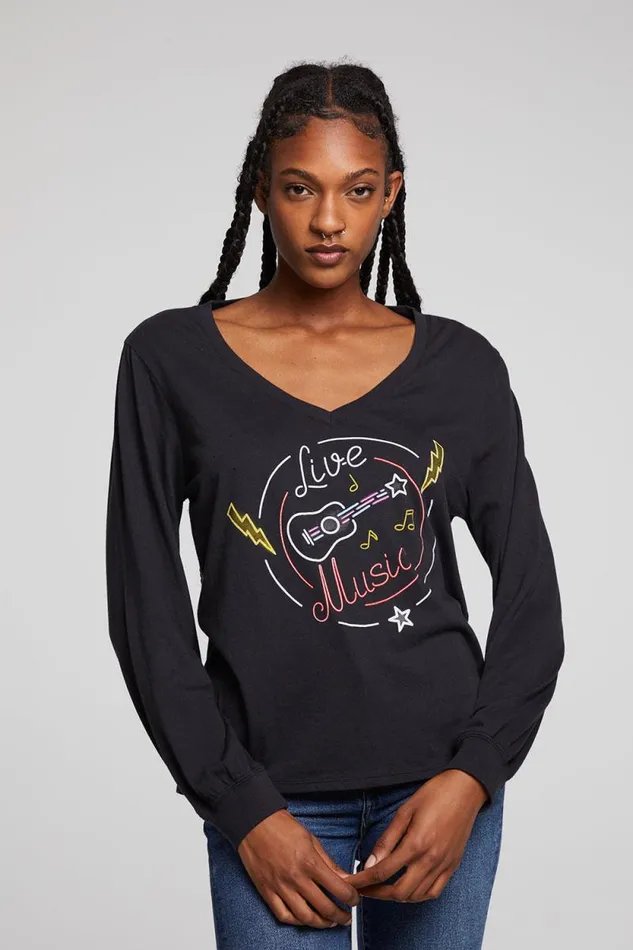 Womens Chaser Brand Tops Live Music Long Sleeve
