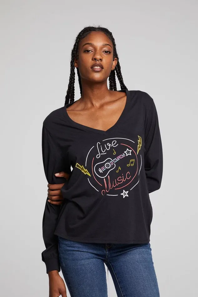 Womens Chaser Brand Tops Live Music Long Sleeve
