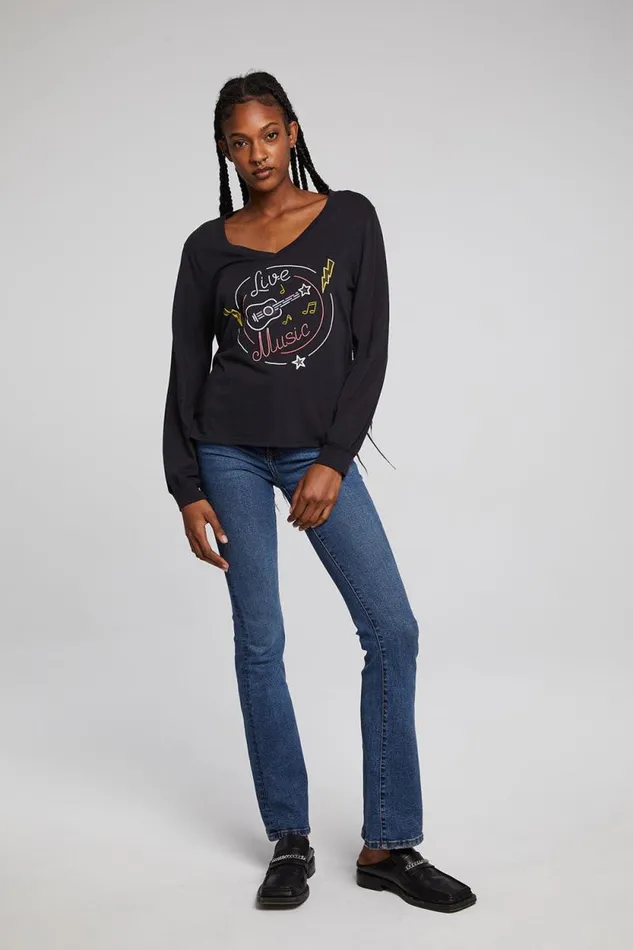 Womens Chaser Brand Tops Live Music Long Sleeve