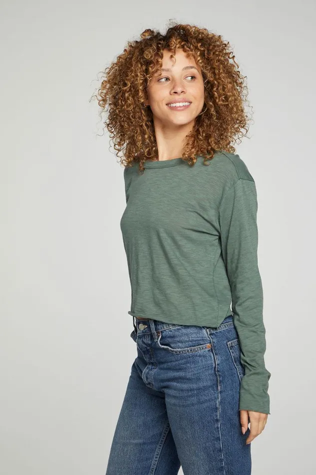Womens Chaser Brand Tops Long Sleeve Cropped Tee