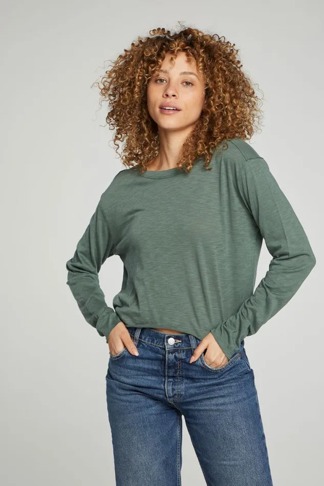 Womens Chaser Brand Tops Long Sleeve Cropped Tee