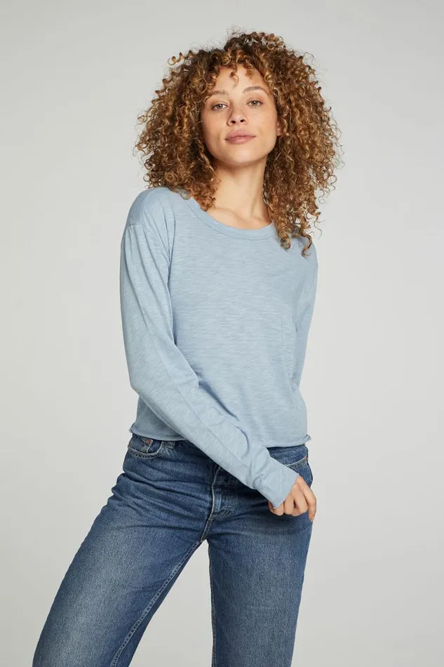 Womens Chaser Brand Tops Long Sleeve Cropped Tee