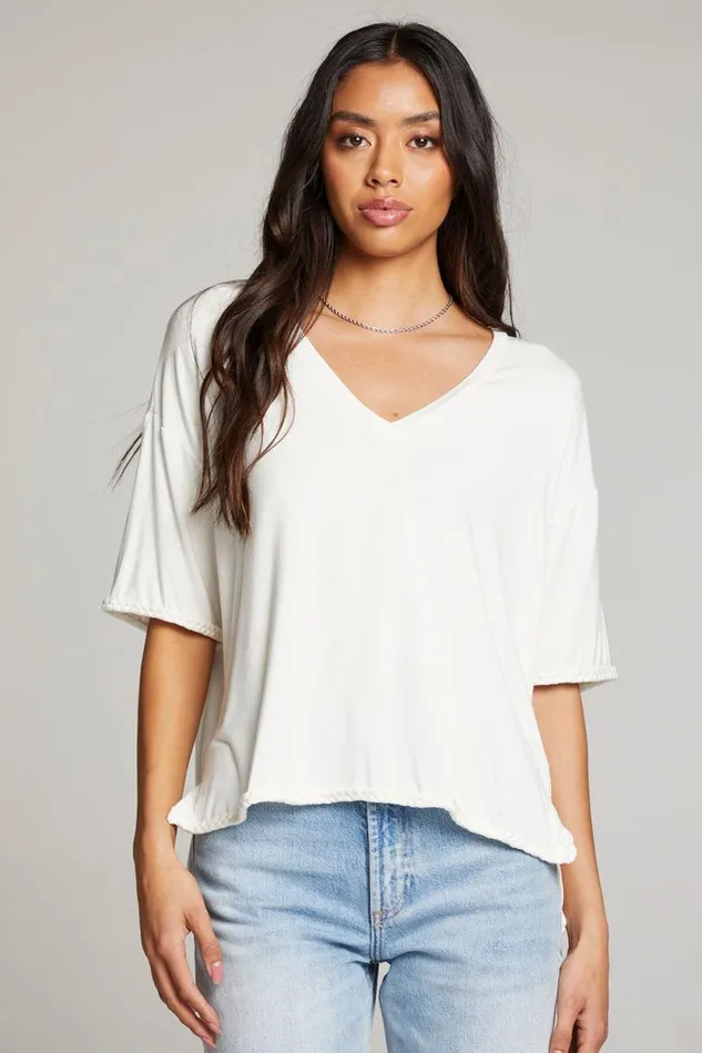 Womens Chaser Brand Tops Mason White V Neck