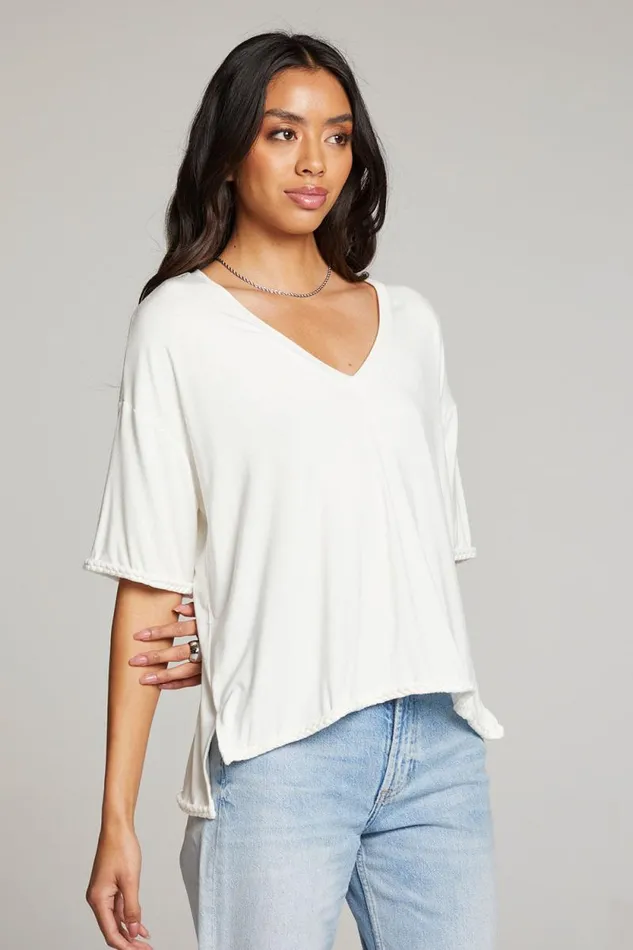 Womens Chaser Brand Tops Mason White V Neck