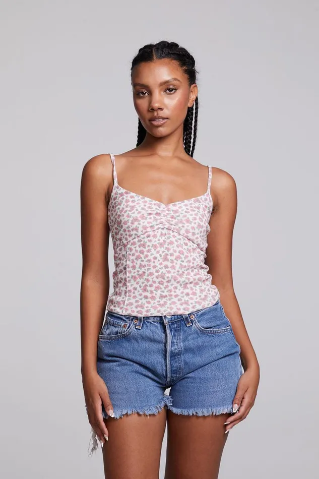 Womens Chaser Brand Tops Mercato Ditsy Rose Floral Tank Top