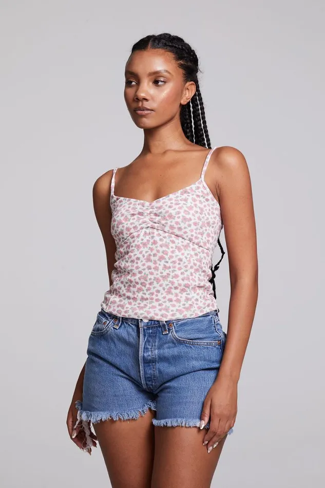 Womens Chaser Brand Tops Mercato Ditsy Rose Floral Tank Top