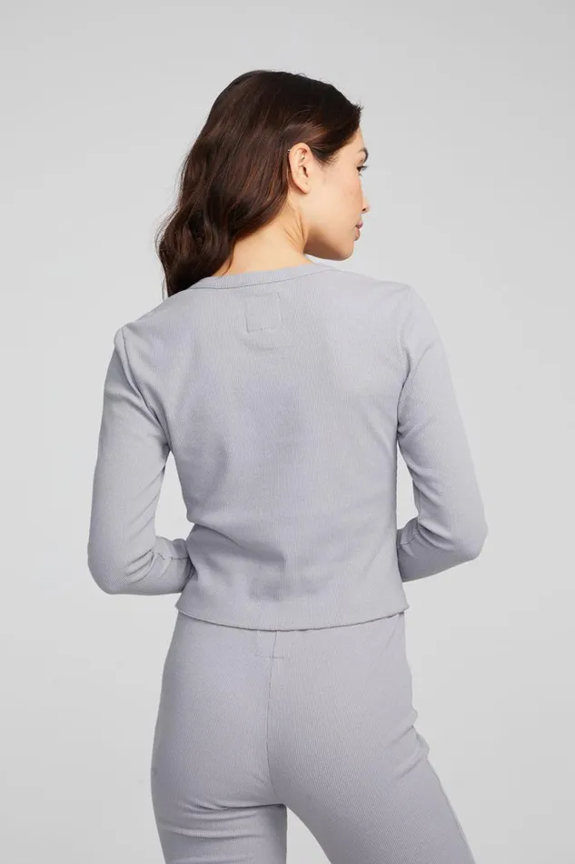 Womens Chaser Brand Tops Moonlight Silver Grey Long Sleeve