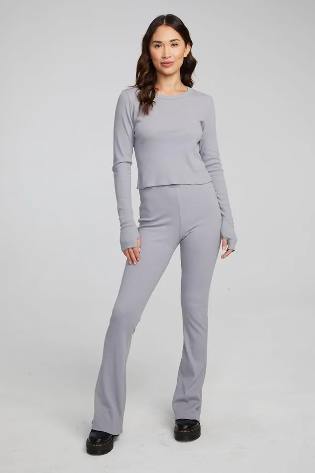 Womens Chaser Brand Tops Moonlight Silver Grey Long Sleeve