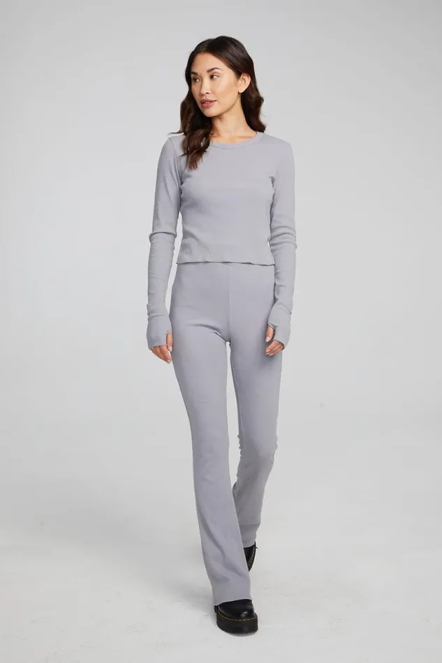 Womens Chaser Brand Tops Moonlight Silver Grey Long Sleeve