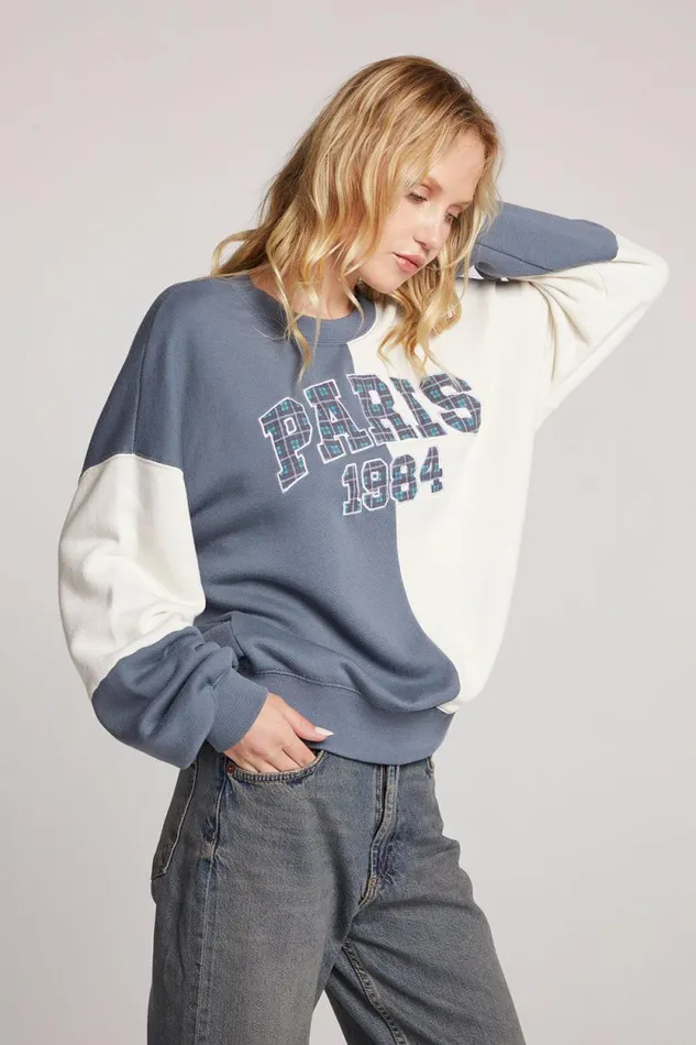 Womens Chaser Brand Tops Plaid Paris Colorblock