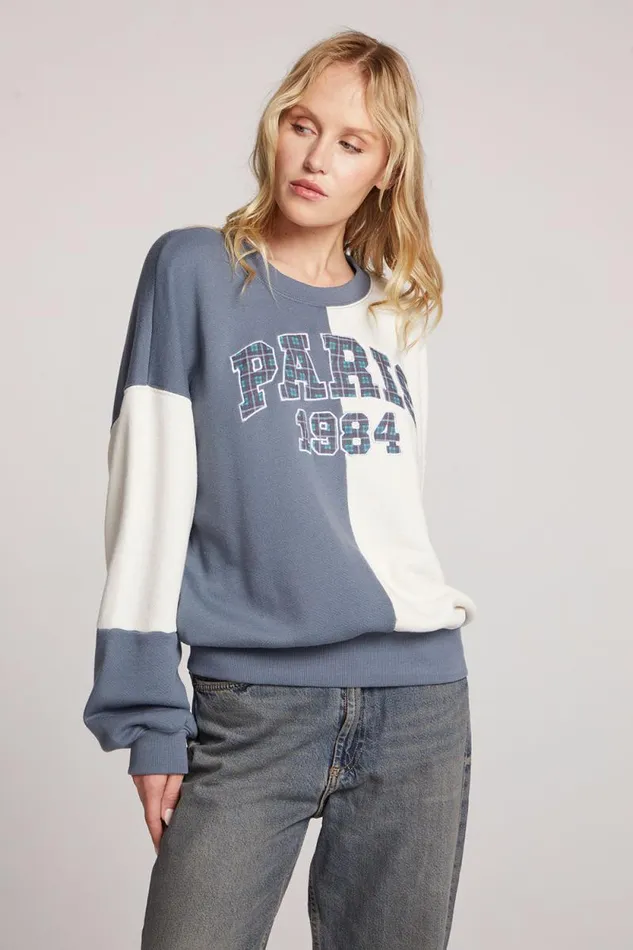 Womens Chaser Brand Tops Plaid Paris Colorblock