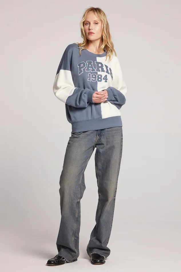Womens Chaser Brand Tops Plaid Paris Colorblock