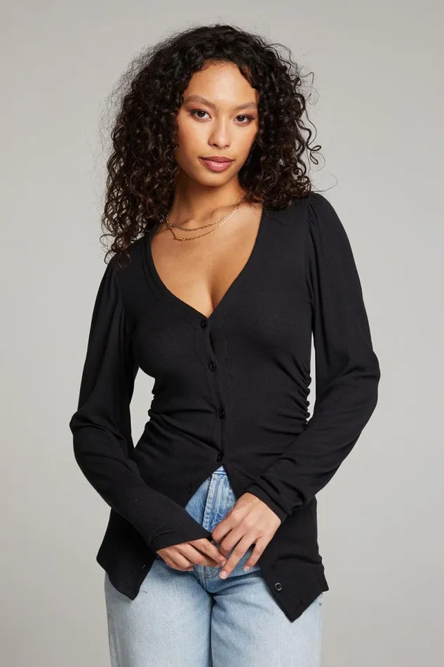 Womens Chaser Brand Tops Priscilla Licorice Long Sleeve