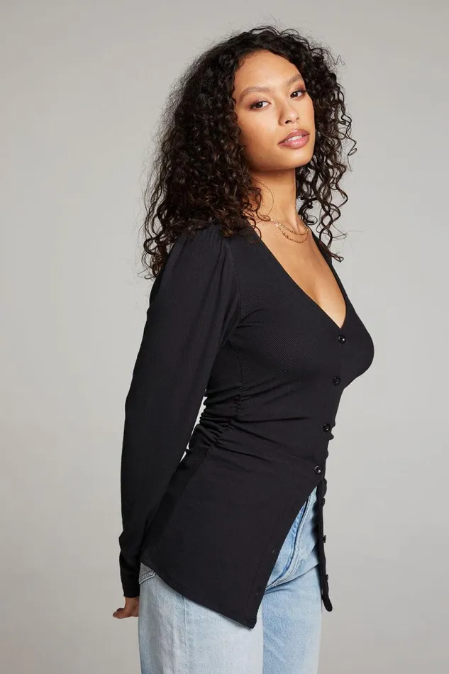 Womens Chaser Brand Tops Priscilla Licorice Long Sleeve