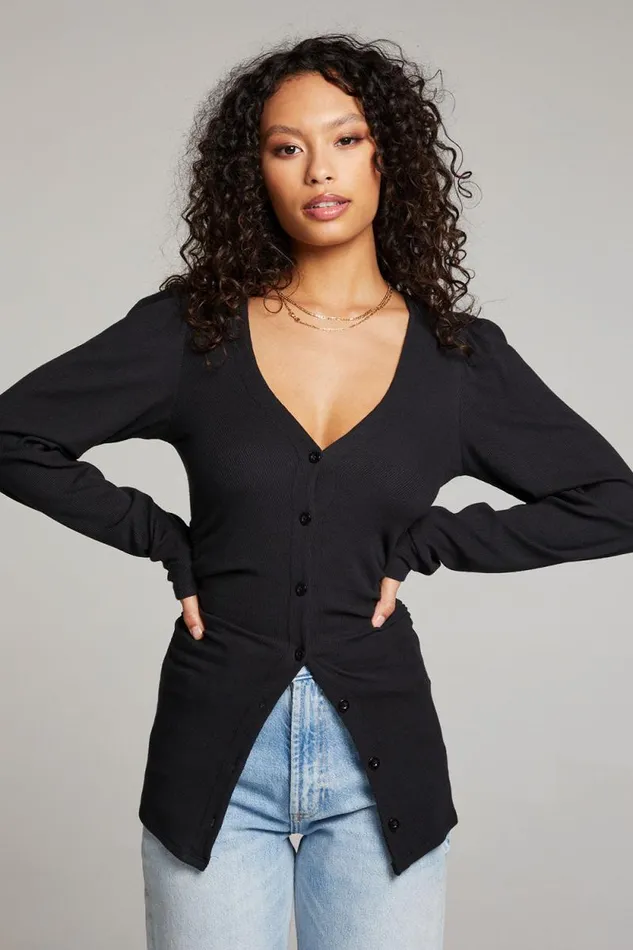 Womens Chaser Brand Tops Priscilla Licorice Long Sleeve