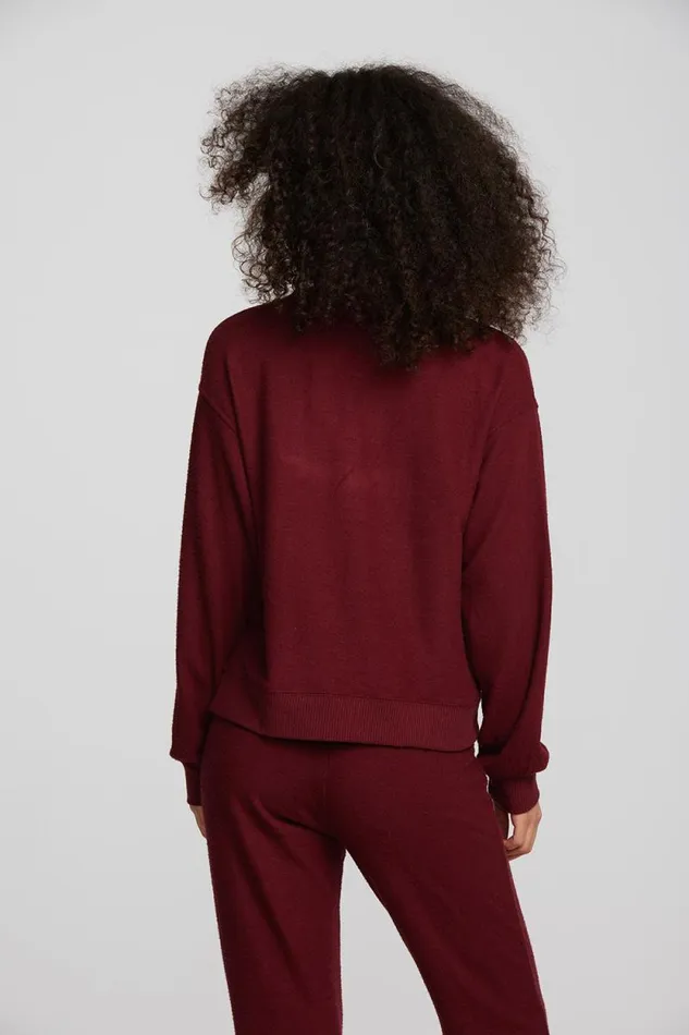 Womens Chaser Brand Tops Recycled Bliss Knit Long Sleeve Henley With Rib