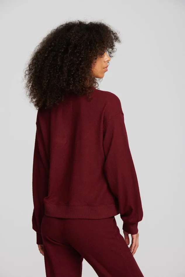 Womens Chaser Brand Tops Recycled Bliss Knit Long Sleeve Henley With Rib