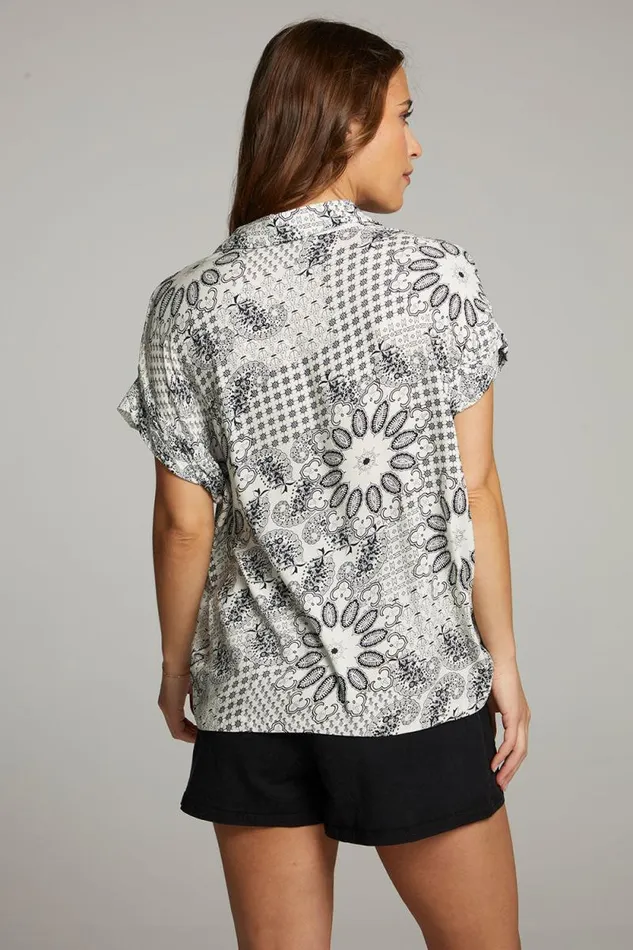 Womens Chaser Brand Tops Rhythmm Paisley Bandana Button Down