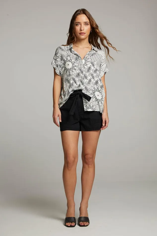 Womens Chaser Brand Tops Rhythmm Paisley Bandana Button Down