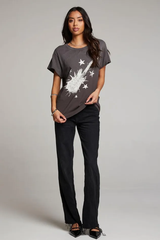 Womens Chaser Brand Tops Rock Guitar Tee