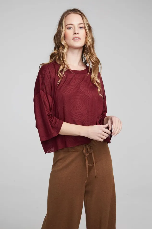 Womens Chaser Brand Tops Shine Wine Red Tee