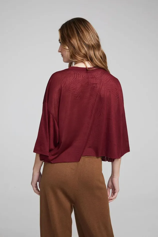 Womens Chaser Brand Tops Shine Wine Red Tee