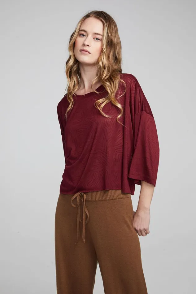 Womens Chaser Brand Tops Shine Wine Red Tee