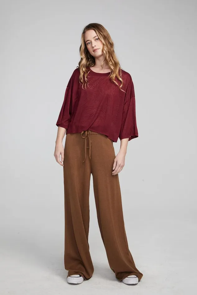 Womens Chaser Brand Tops Shine Wine Red Tee