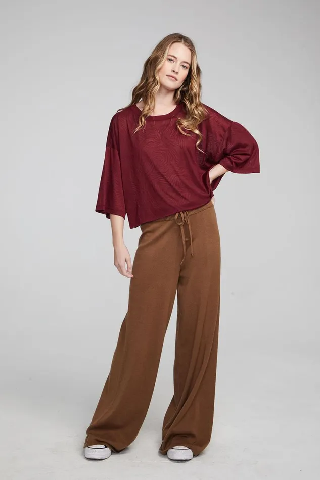 Womens Chaser Brand Tops Shine Wine Red Tee