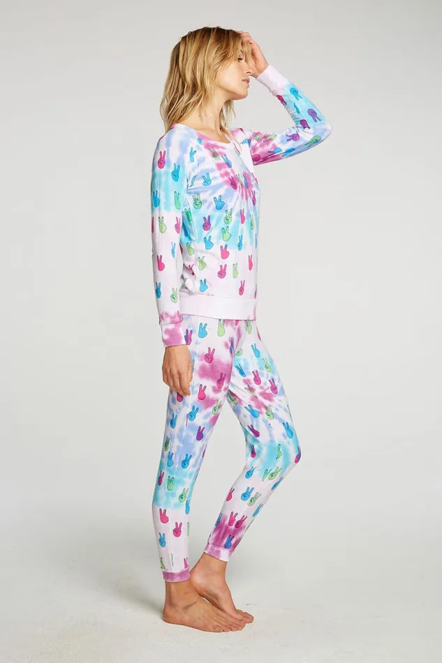 Womens Chaser Brand Tops Tie Dye Peace Out Pullover
