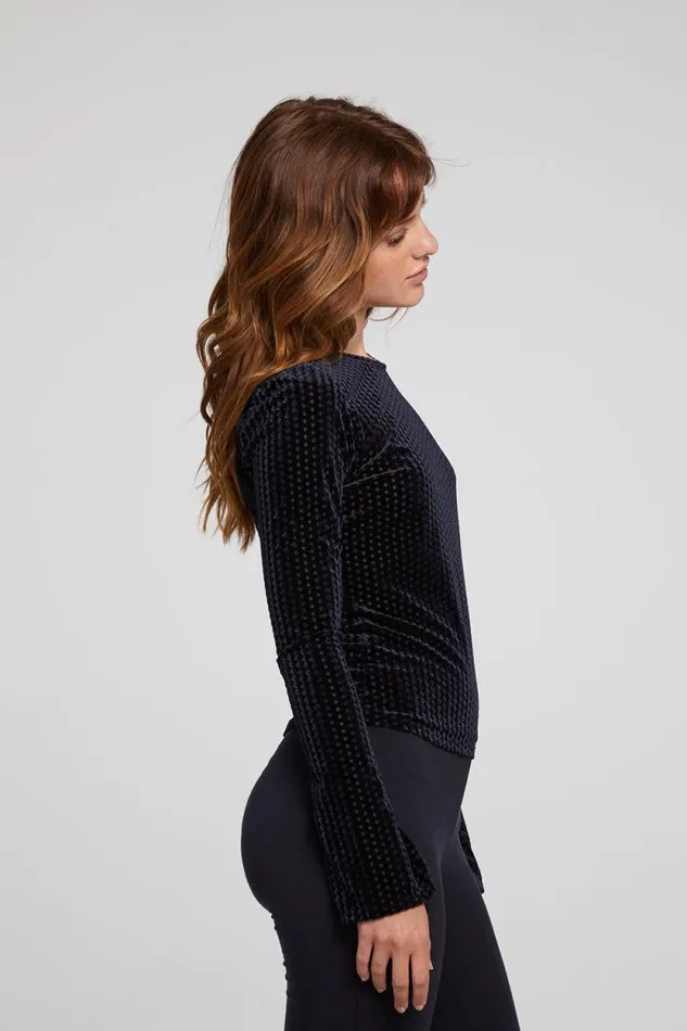 Womens Chaser Brand Tops Union Check Burnout Long Sleeve