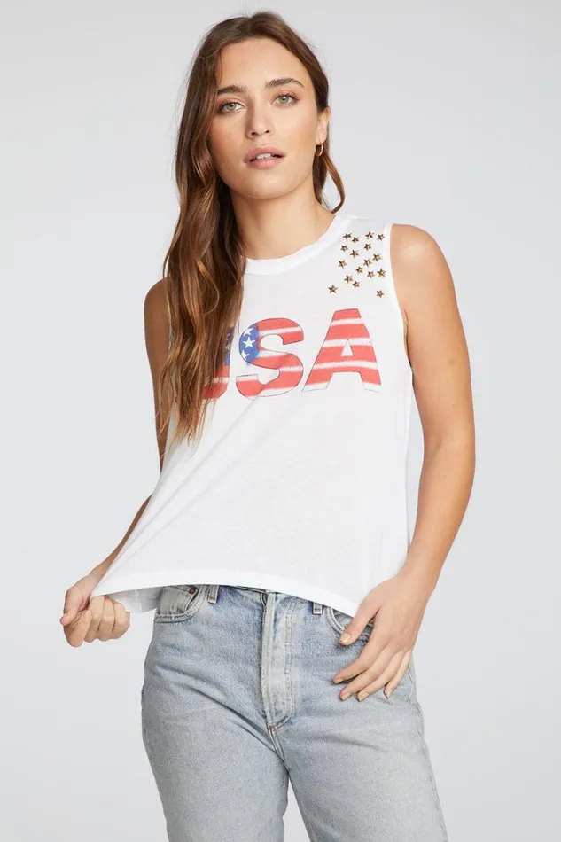 Womens Chaser Brand Tops USA Star
