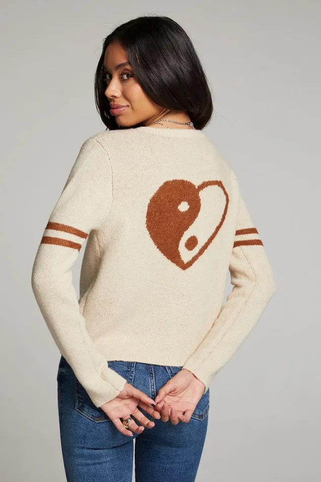 Womens Chaser Brand Tops Yin Yang Heart Cardigan