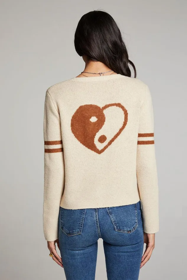 Womens Chaser Brand Tops Yin Yang Heart Cardigan