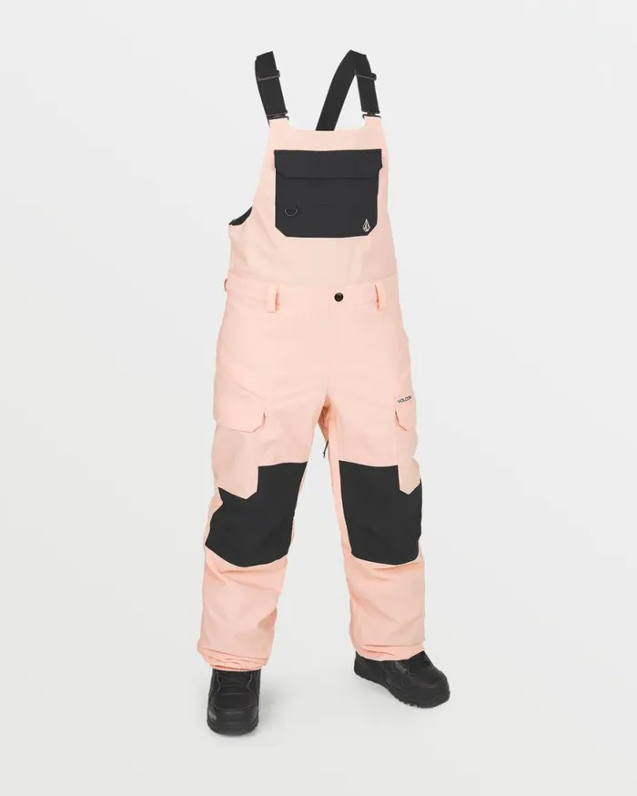 Womens Creston 3D Stretch Bib Overalls 8211 Coral Haze Womens Volcom Pants