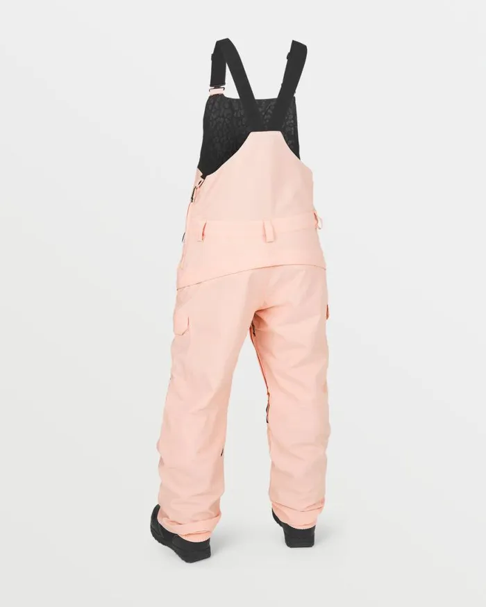 Womens Creston 3D Stretch Bib Overalls 8211 Coral Haze Womens Volcom Pants