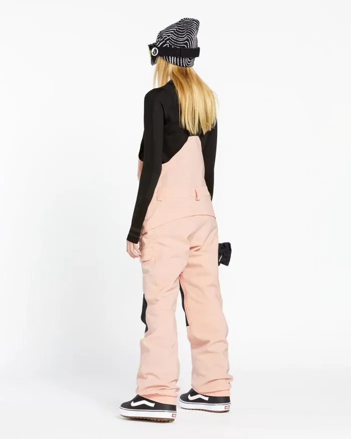 Womens Creston 3D Stretch Bib Overalls 8211 Coral Haze Womens Volcom Pants