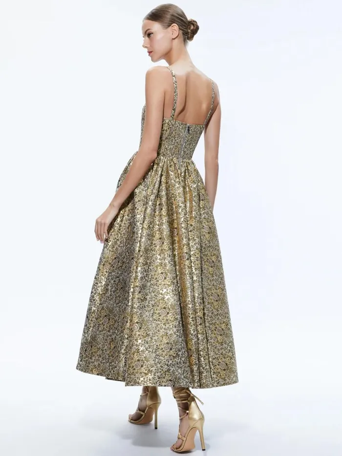 Womens Dresses Alice Olivia Fay Midi Dress Champagne Multi