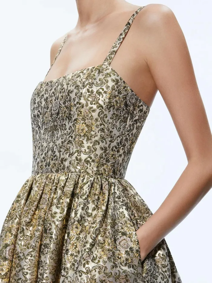 Womens Dresses Alice Olivia Fay Midi Dress Champagne Multi