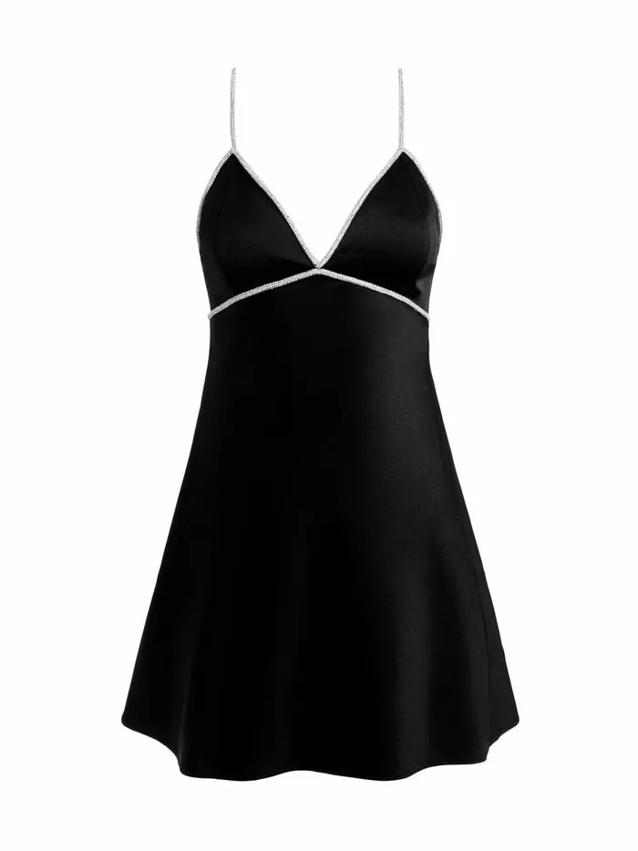 Womens Dresses Alice Olivia Julienne Embellished VNeck Mini Dress Black