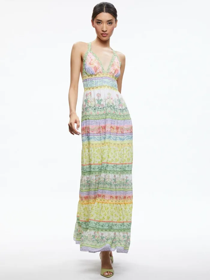Womens Dresses Alice Olivia Karolina Halter Maxi Dress Floral Fest