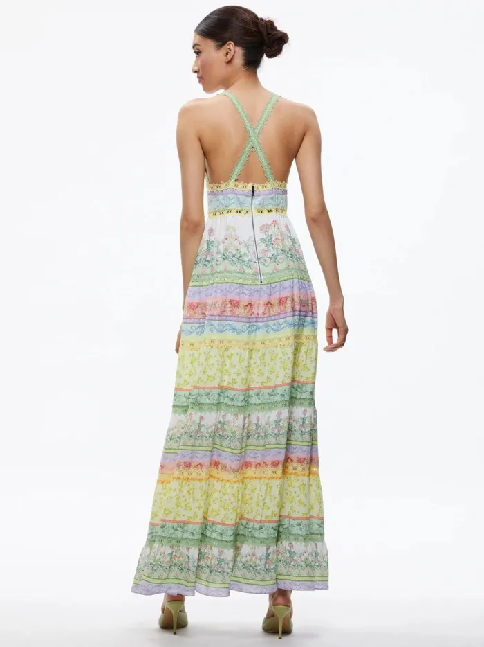 Womens Dresses Alice Olivia Karolina Halter Maxi Dress Floral Fest