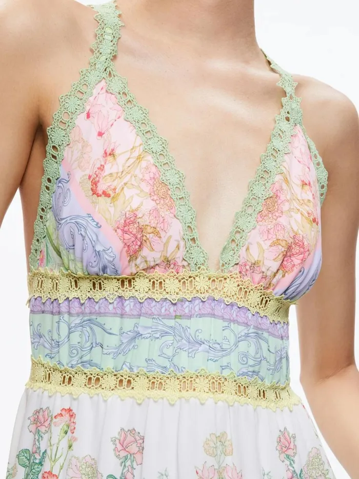 Womens Dresses Alice Olivia Karolina Halter Maxi Dress Floral Fest