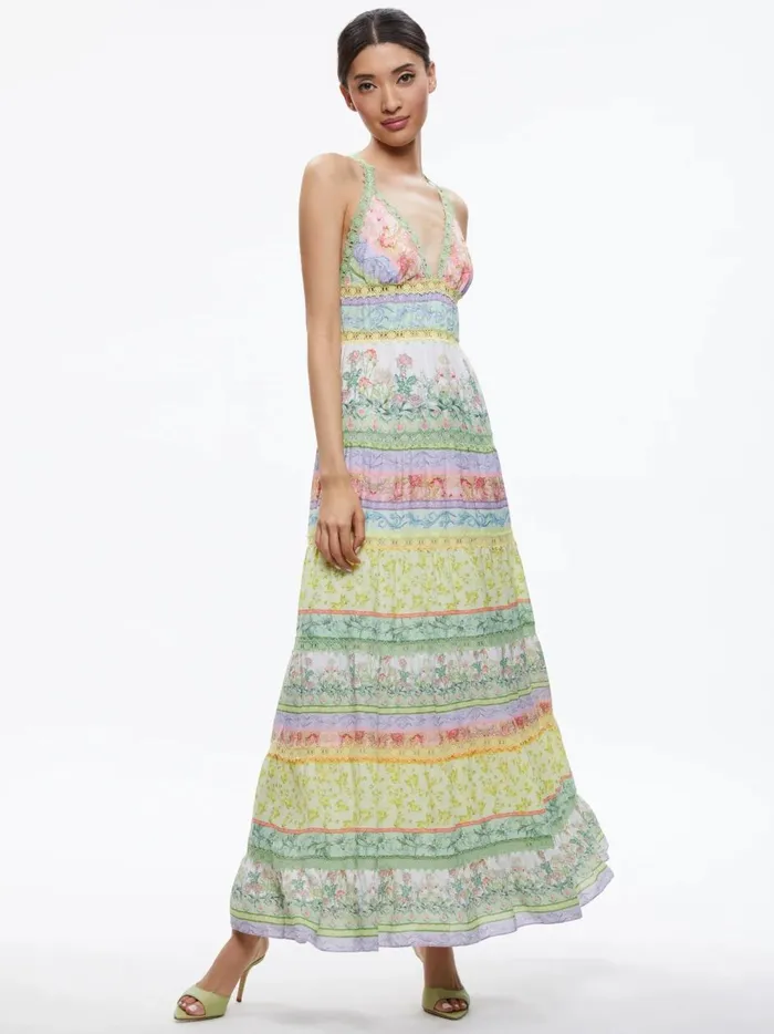 Womens Dresses Alice Olivia Karolina Halter Maxi Dress Floral Fest