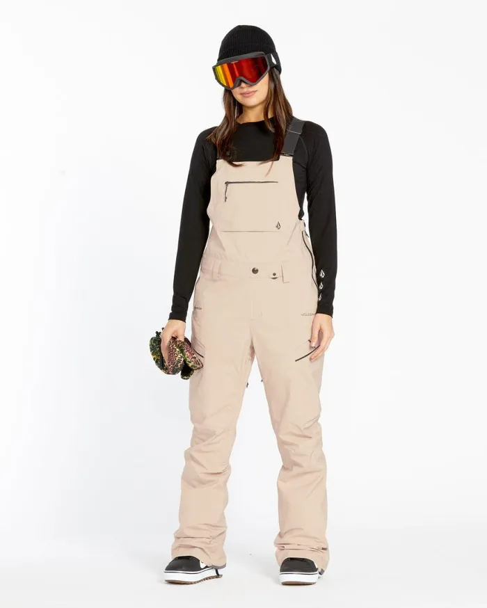Womens Elm Stretch Gore Bib Overalls 8211 Sand Womens Volcom Pants