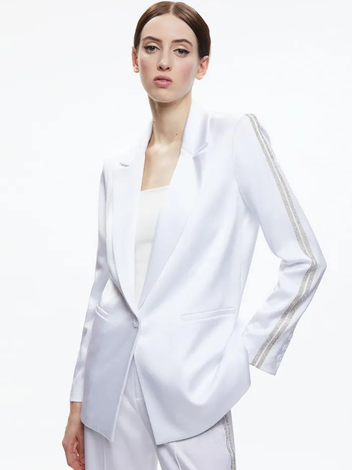 Womens Jackets Coats Alice Olivia Denny Blazer With Crystal Trim White