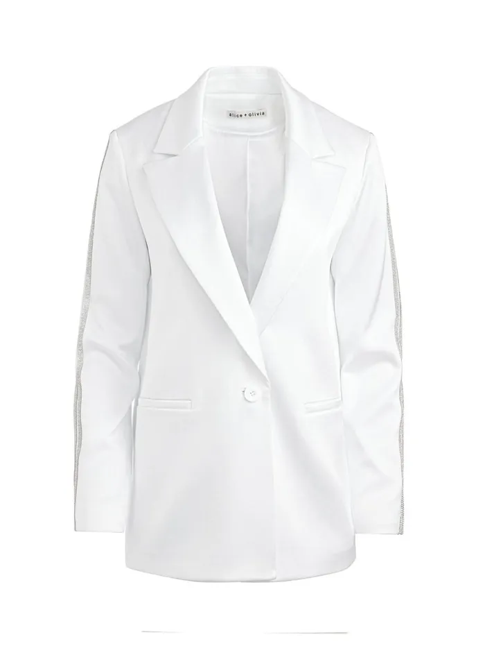Womens Jackets Coats Alice Olivia Denny Blazer With Crystal Trim White